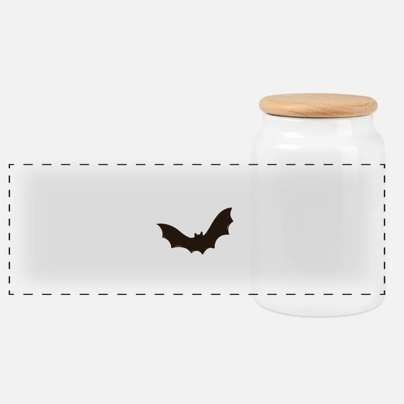 Fledermaus, Halloween, Robin, Grusel - Panorama Keksdose mit Holzdeckel - Weiß