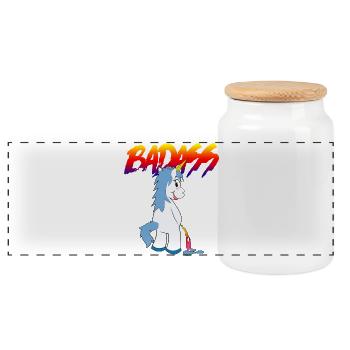 badass2 - Panoramic Cookie Jar with Wooden Lid - white - Front