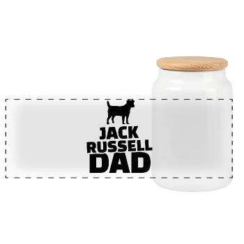 Jack Russel Dad - Panorama Keksdose mit Holzdeckel - Weiß - Vorne