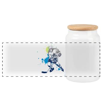 hockey éclaboussures puck ours polaire schütze tor angri - Boîte à biscuits avec couvercle en bois - blanc - Devant