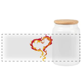 Coeur de la Flamme - Boîte à biscuits avec couvercle en bois - blanc - Devant