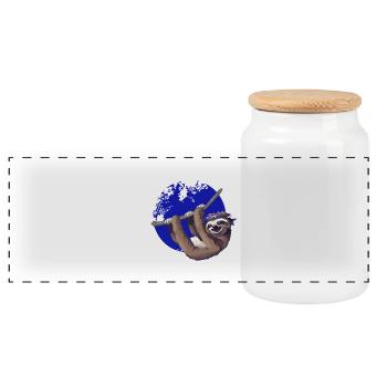 sloth make it slow Faultier langsam Nerd pc chill - Panorama Keksdose mit Holzdeckel - Weiß - Vorne