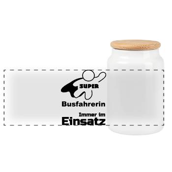 Super Busfahrerin, Bus, Verkehr, Beruf, Geschenk - Panorama Keksdose mit Holzdeckel - Weiß - Vorne