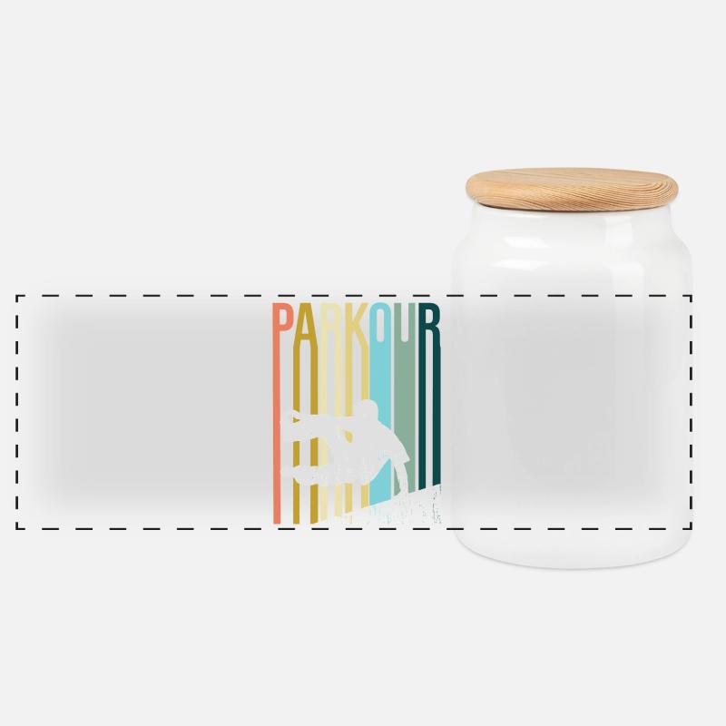 Parkour Retro - Panoramic Cookie Jar with Wooden Lid - white