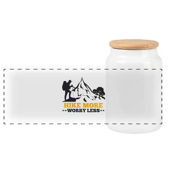 hiking, hiking, leisure, hobbies, mountain - Panoramic Cookie Jar with Wooden Lid - white - Front
