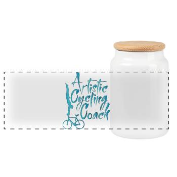 Artistic Cycling, Artistic Cycling, Indoor Cycling, Coach - Panoramic Cookie Jar with Wooden Lid - white - Front