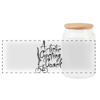 Artistic Cycling, Artistic Cycling, Indoor Cycling, Coach - Panoramic Cookie Jar with Wooden Lid - white - Front