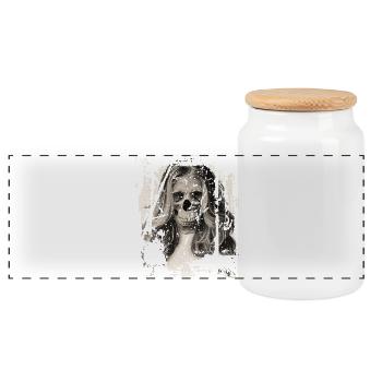 Skull Girl black'n'white - Panorama Keksdose mit Holzdeckel - Weiß - Vorne