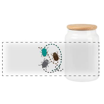 funny animals plants fruits vegetables children motives - Panoramic Cookie Jar with Wooden Lid - white - Front