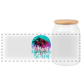 Summer, Take me to the beach - Panoramic Cookie Jar with Wooden Lid - white - Front