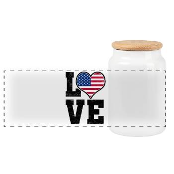 Love USA - Panoramic Cookie Jar with Wooden Lid - white - Front