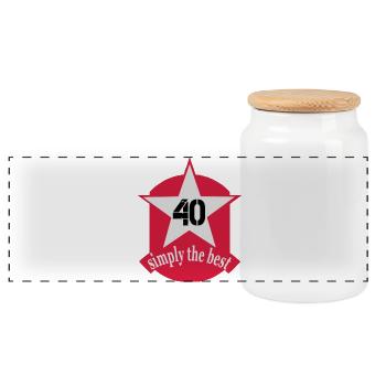birthday - Panoramic Cookie Jar with Wooden Lid - white - Front