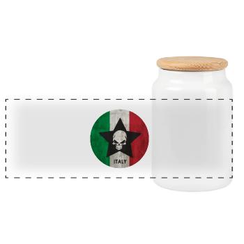 Italien Stern mit Totenkopf im Retro Geschenk - Panorama Keksdose mit Holzdeckel - Weiß - Vorne