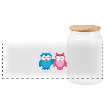 Motif enfant amoureux Owls Chemise enfant Owl - Boîte à biscuits avec couvercle en bois - blanc - Devant