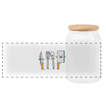 Enfant motif danse coutellerie couverts de la chemise des enfants - Boîte à biscuits avec couvercle en bois - blanc - Devant