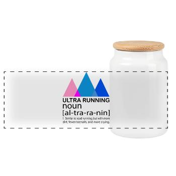 Ultra Running Running Shirt & Gift - Panoramic Cookie Jar with Wooden Lid - white - Front