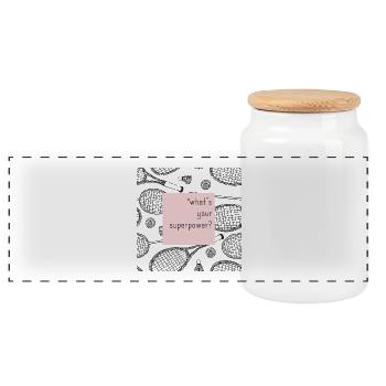 superpuissance - Boîte à biscuits avec couvercle en bois - blanc - Devant