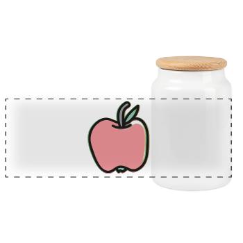 Dessin animé de pomme mignon – Illustration de fruit de Kawaii - Boîte à biscuits avec couvercle en bois - blanc - Devant