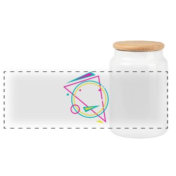 Geometrie - Panorama Keksdose mit Holzdeckel - Weiß - Vorne