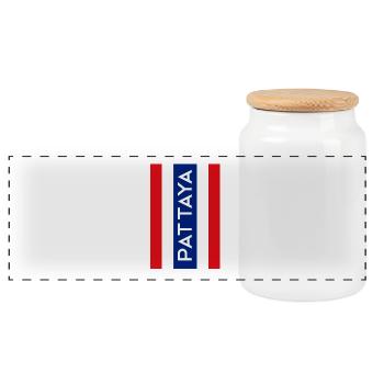 Pattaya Thailand Souvenir Shirt Holiday Remembrance - Panoramic Cookie Jar with Wooden Lid - white - Front