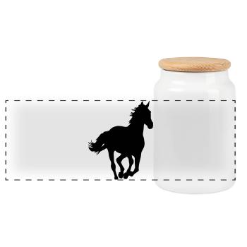A horse - Panoramic Cookie Jar with Wooden Lid - white - Front