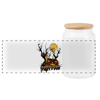 Halloween - Boîte à biscuits avec couvercle en bois - blanc - Devant
