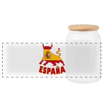 Espagne / Espana drapeau de drapeau - Boîte à biscuits avec couvercle en bois - blanc - Devant