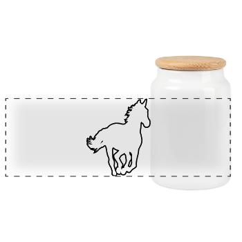 Un cheval - Boîte à biscuits avec couvercle en bois - blanc - Devant