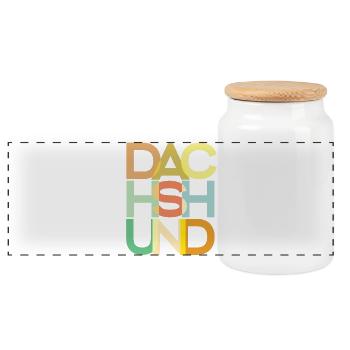 Dachshund Dog Colorful - Panoramic Cookie Jar with Wooden Lid - white - Front