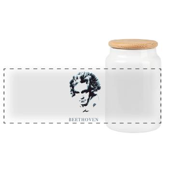 beethoven eccentric genius music deaf composer f - Panoramic Cookie Jar with Wooden Lid - white - Front