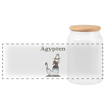 Egypt 74 - Panoramic Cookie Jar with Wooden Lid - white - Front