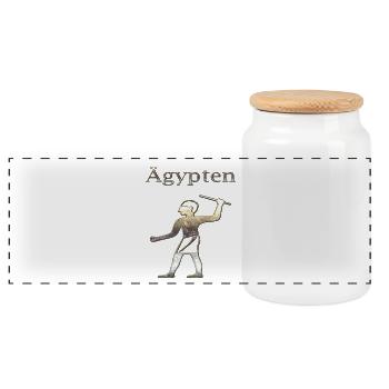 Egypt 83 - Panoramic Cookie Jar with Wooden Lid - white - Front