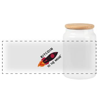 Bitcoin Rocket Moon - Boîte à biscuits avec couvercle en bois - blanc - Devant