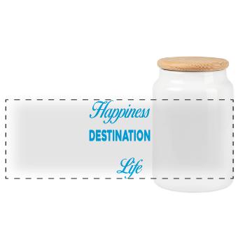 Happiness - Panoramic Cookie Jar with Wooden Lid - white - Front