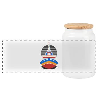 BOATING: My Boat My Rules - Panoramic Cookie Jar with Wooden Lid - white - Front