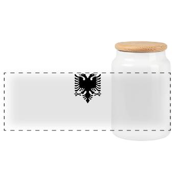 Albanien T-Shirt Albanien Trikot Albanische Flagge - Panorama Keksdose mit Holzdeckel - Weiß - Vorne