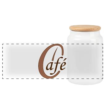 Coffee bean cafe coffee - Panoramic Cookie Jar with Wooden Lid - white - Front