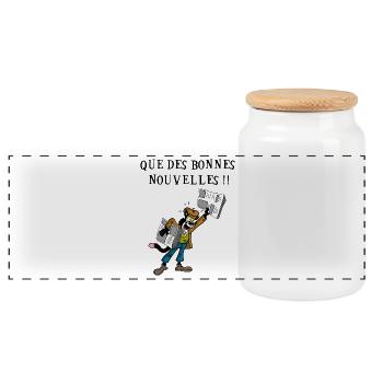Chat livreur de journaux - Boîte à biscuits avec couvercle en bois - blanc - Devant