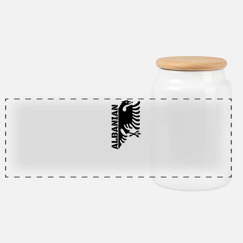 Drapeau albanais « albanais » - Boîte à biscuits avec couvercle en bois - blanc