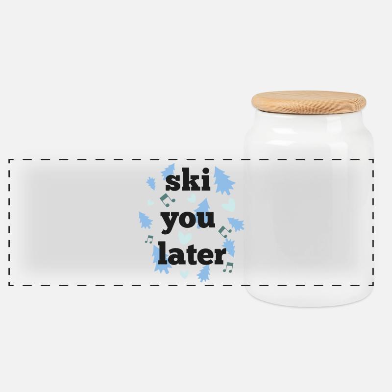 Ski dich später - Panorama Keksdose mit Holzdeckel - Weiß