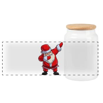 Santa Dabbing Festive Christmas - Panoramic Cookie Jar with Wooden Lid - white - Front