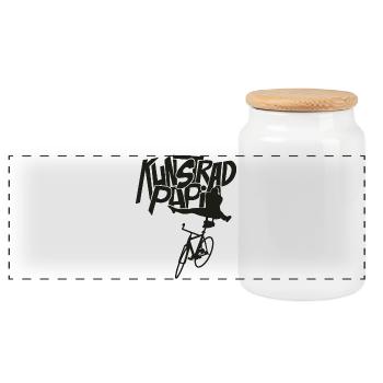Artistic cycling, artistic cycling, indoor cycling - Panoramic Cookie Jar with Wooden Lid - white - Front