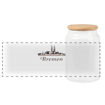 Brême - Boîte à biscuits avec couvercle en bois - blanc - Devant