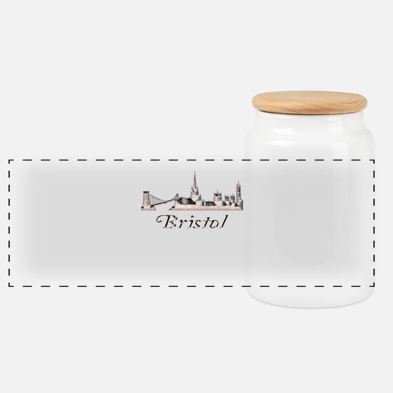 Bristol - Panoramic Cookie Jar with Wooden Lid - white