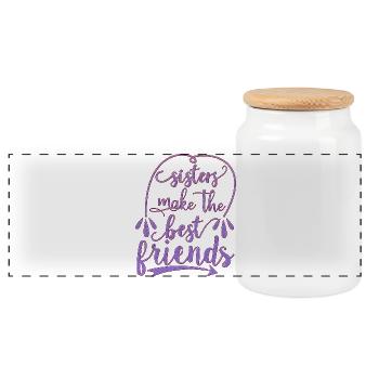 Sisters Make The Best Friends - Panoramic Cookie Jar with Wooden Lid - white - Front