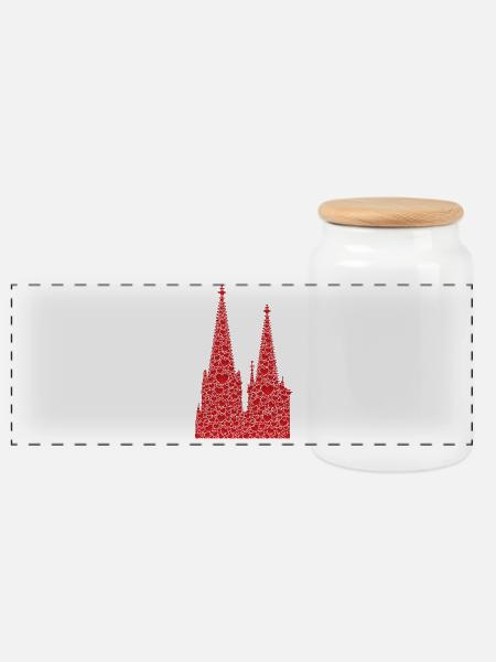 Kölner Dom Herzen Kölle Liebe Herz Karneval Köln - Panorama Keksdose mit Holzdeckel - Weiß