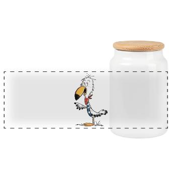 Nordsee Möwe I Frecher Vogel I Urlaub Geschenk - Panorama Keksdose mit Holzdeckel - Weiß - Vorne