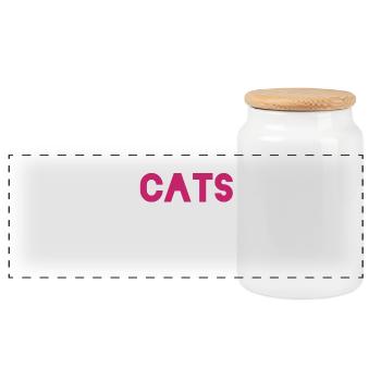 Gift idea for cat lover - Panoramic Cookie Jar with Wooden Lid - white - Front