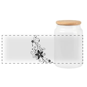 Floral Tribal and Tattoo ornament. - Panoramic Cookie Jar with Wooden Lid - white - Front