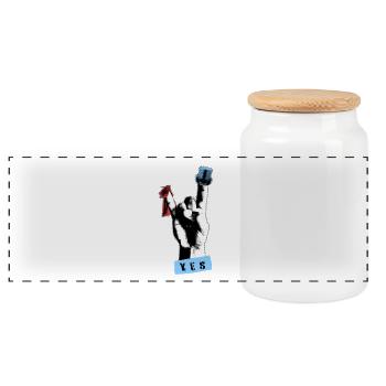 Rock n Roll Hand Wedding Shirt Bride & Groom - Panoramic Cookie Jar with Wooden Lid - white - Front